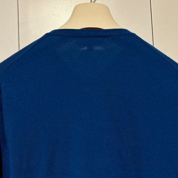 Patrick Assaraf Blue V-neck Blue Wool Sweater- Small - Picture 6 of 7